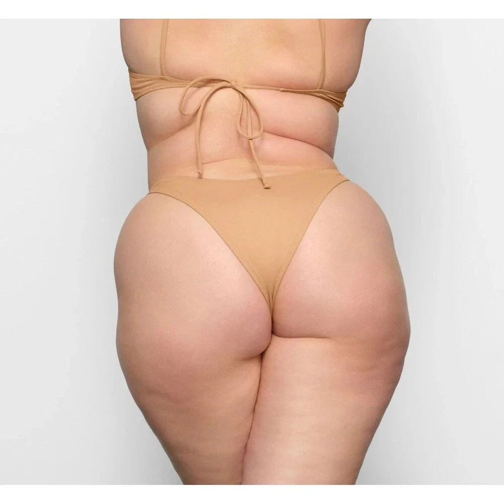 SKIMS Recycled Swim Size 3X Cheeky Tanga Bikini Bottom Beige Ochre SW-TAN-0147